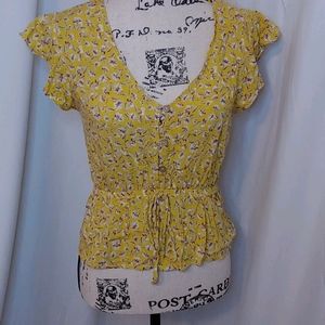 Yellow Short Sleeve Blouse